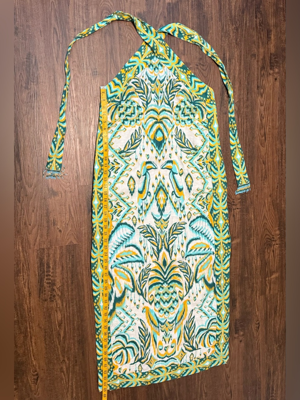 Farm Rio Tropical Tapestry Euroflax Premium Linen Maxi Dress Off White Womens XL - Picture 13 of 16